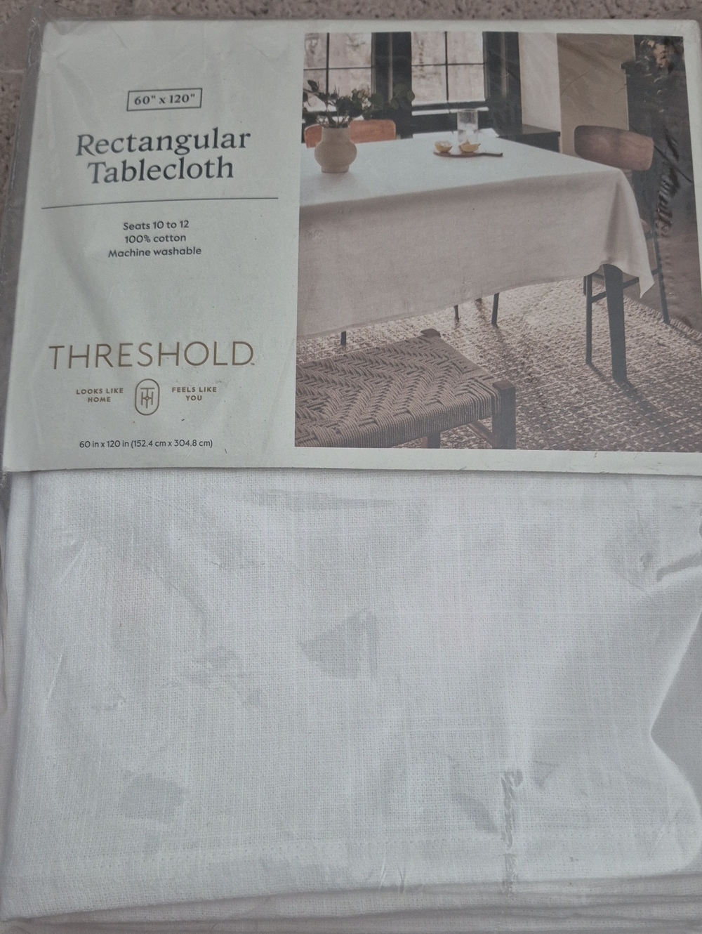 Threshold White Rectangular Tablecloth - Cotton Dining Linen